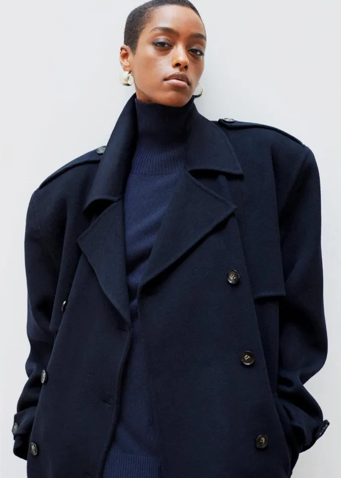 Women The Frankie Shop Outerwear Nikola Padded Trench Coat Navy