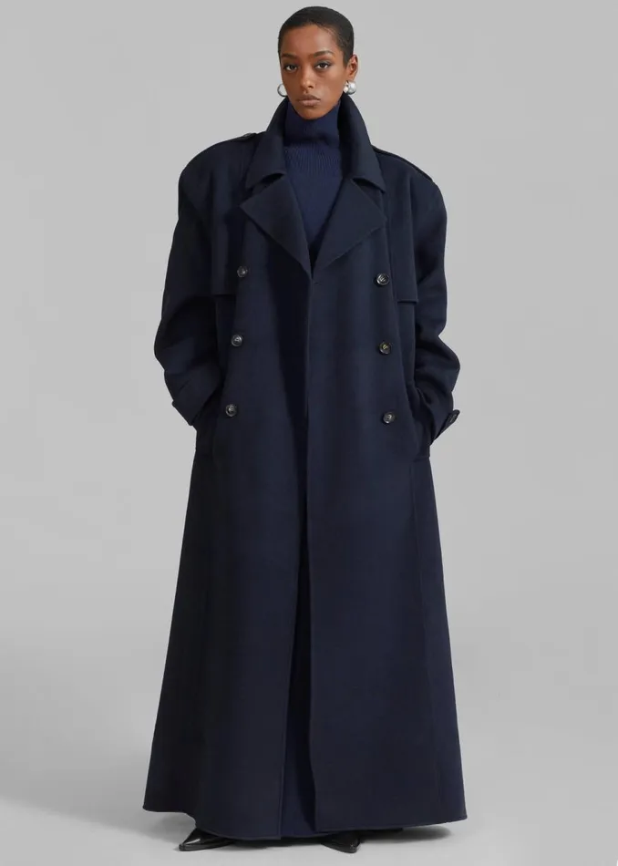 Women The Frankie Shop Outerwear Nikola Padded Trench Coat Navy