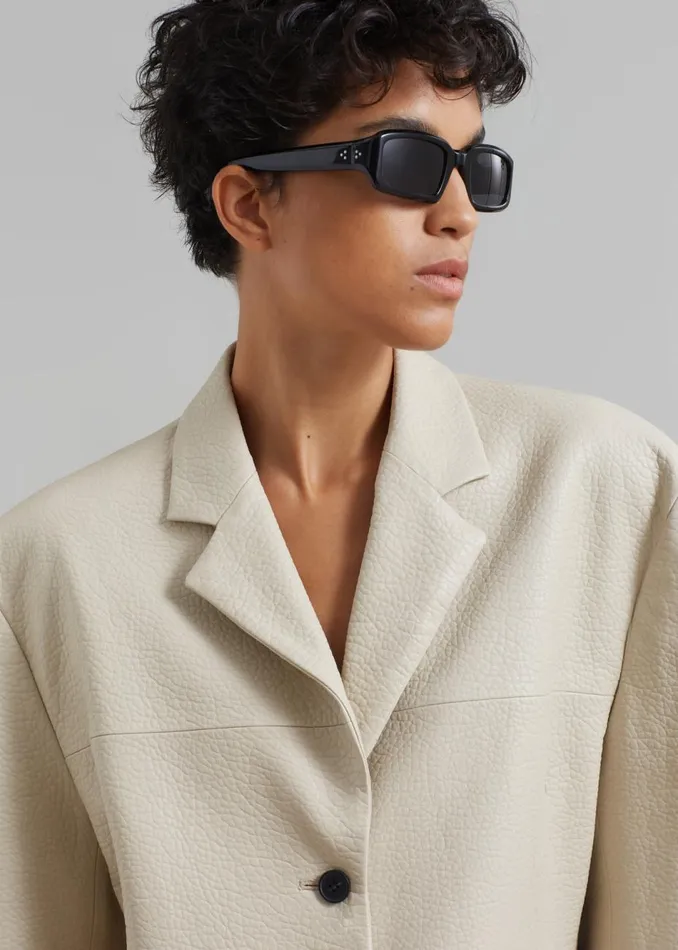 Women The Frankie Shop Outerwear Orion Faux Leather Blazer Cream