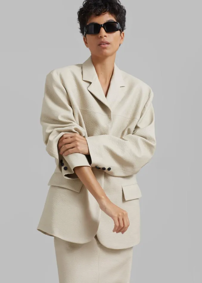 Women The Frankie Shop Outerwear Orion Faux Leather Blazer Cream