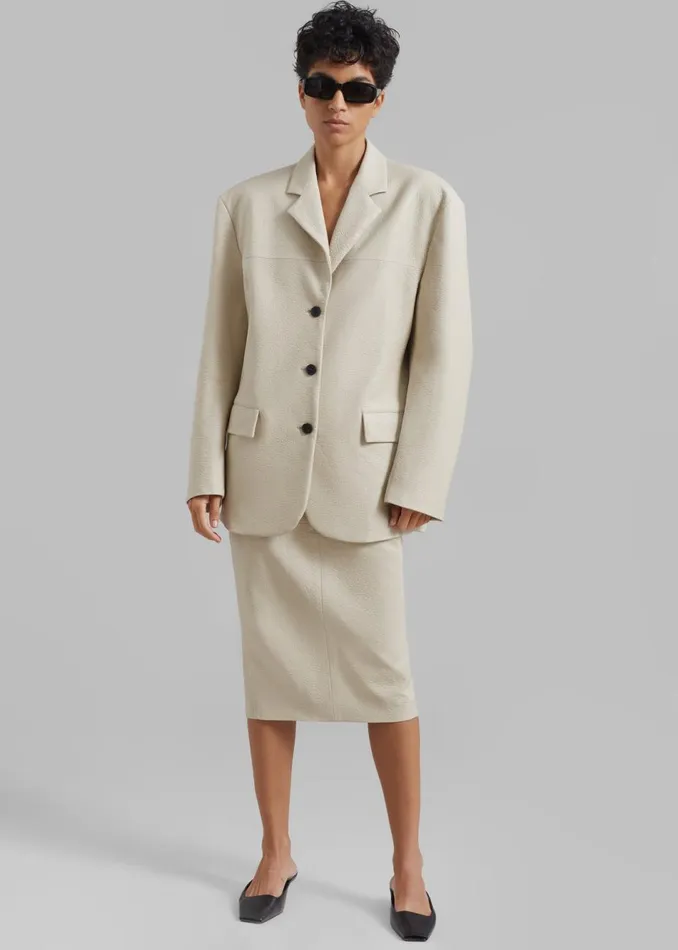 Women The Frankie Shop Outerwear Orion Faux Leather Blazer Cream