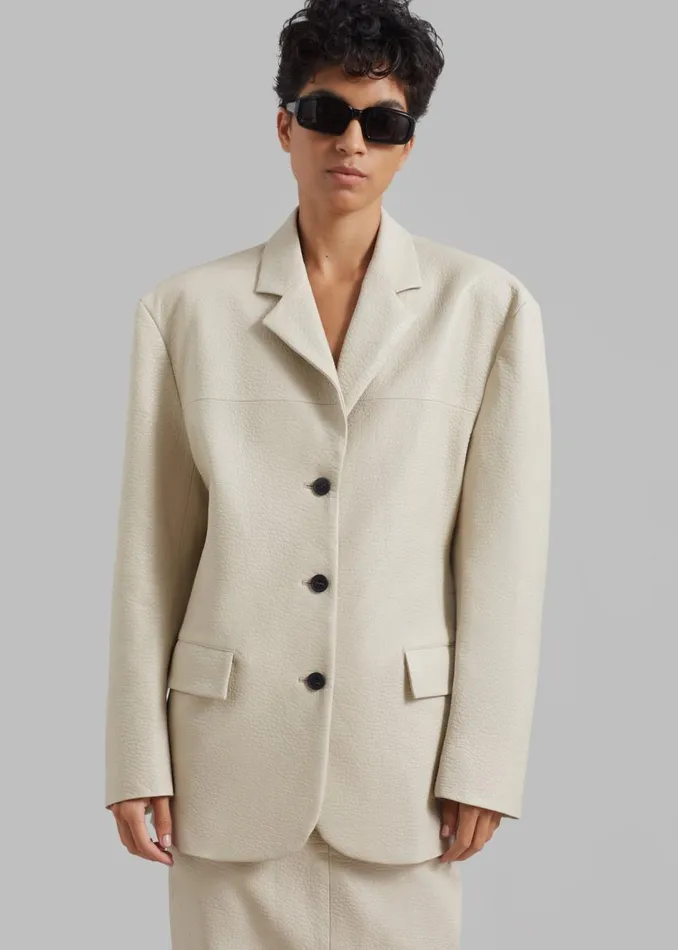 Women The Frankie Shop Outerwear Orion Faux Leather Blazer Cream