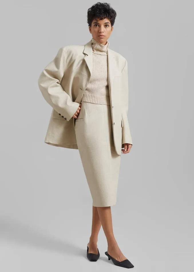 Women The Frankie Shop Outerwear Orion Faux Leather Blazer Cream