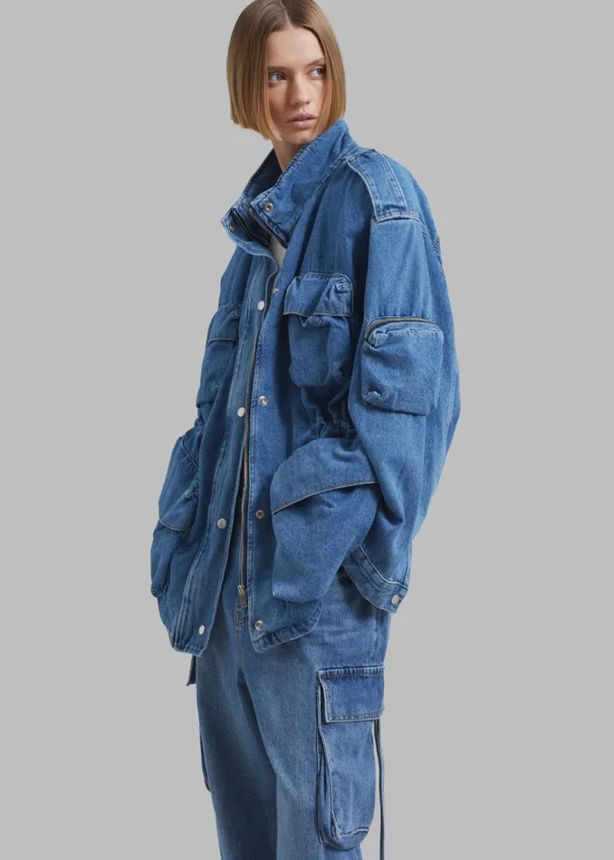 Women The Frankie Shop Outerwear Parker Denim Jacket Medium Wash