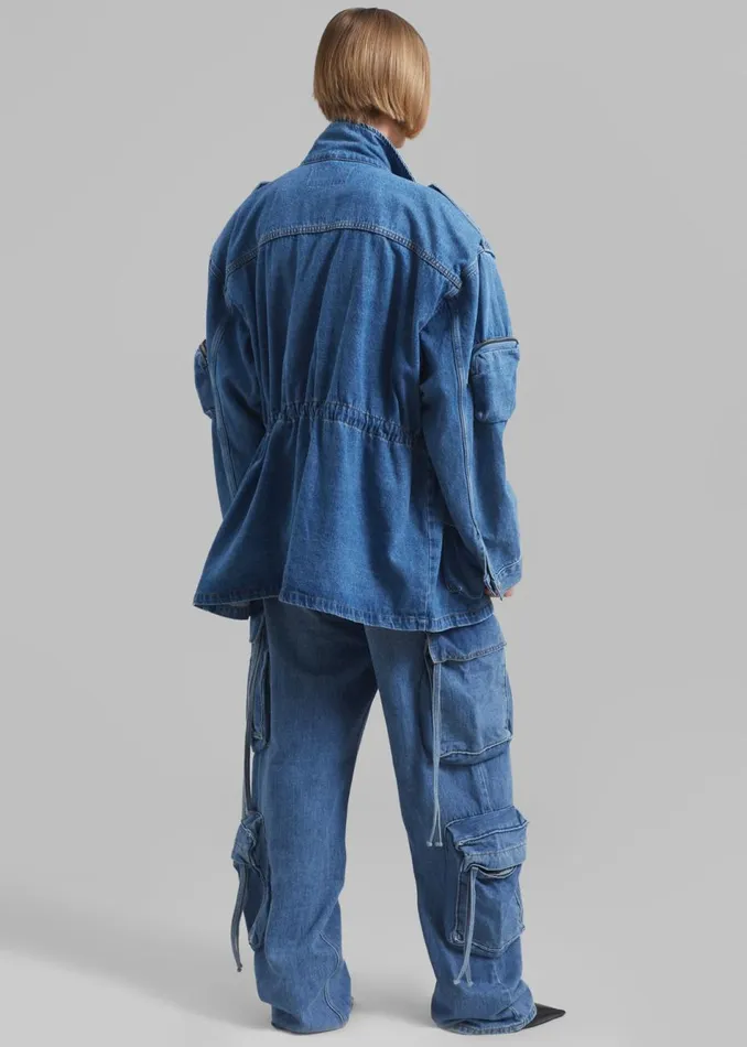 Women The Frankie Shop Outerwear Parker Denim Jacket Medium Wash