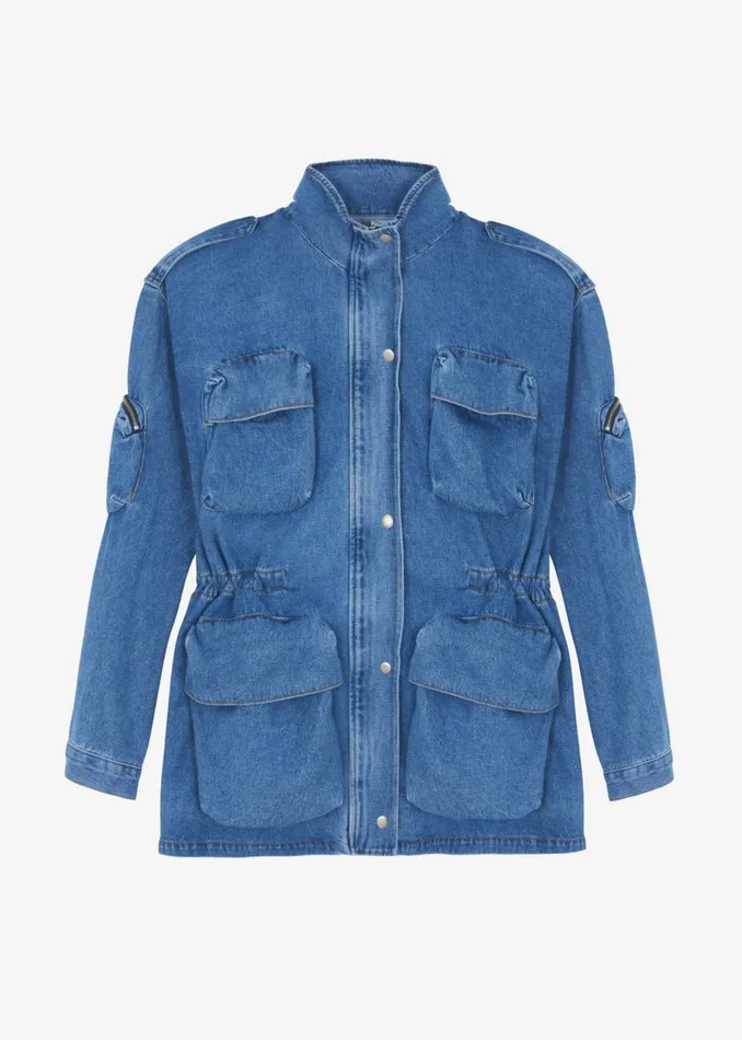 Women The Frankie Shop Outerwear Parker Denim Jacket Medium Wash