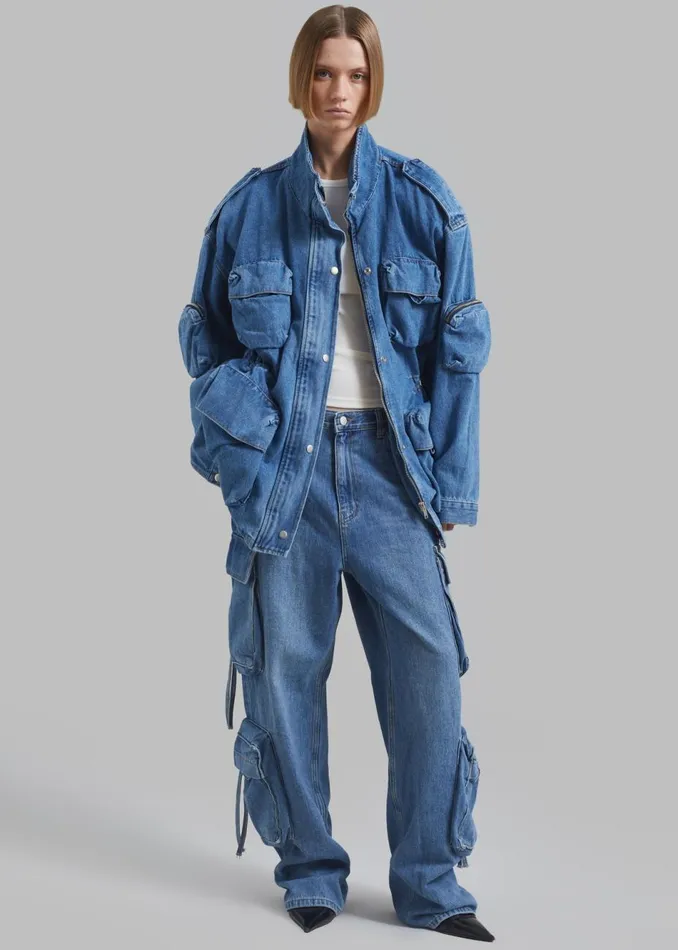 Women The Frankie Shop Outerwear Parker Denim Jacket Medium Wash