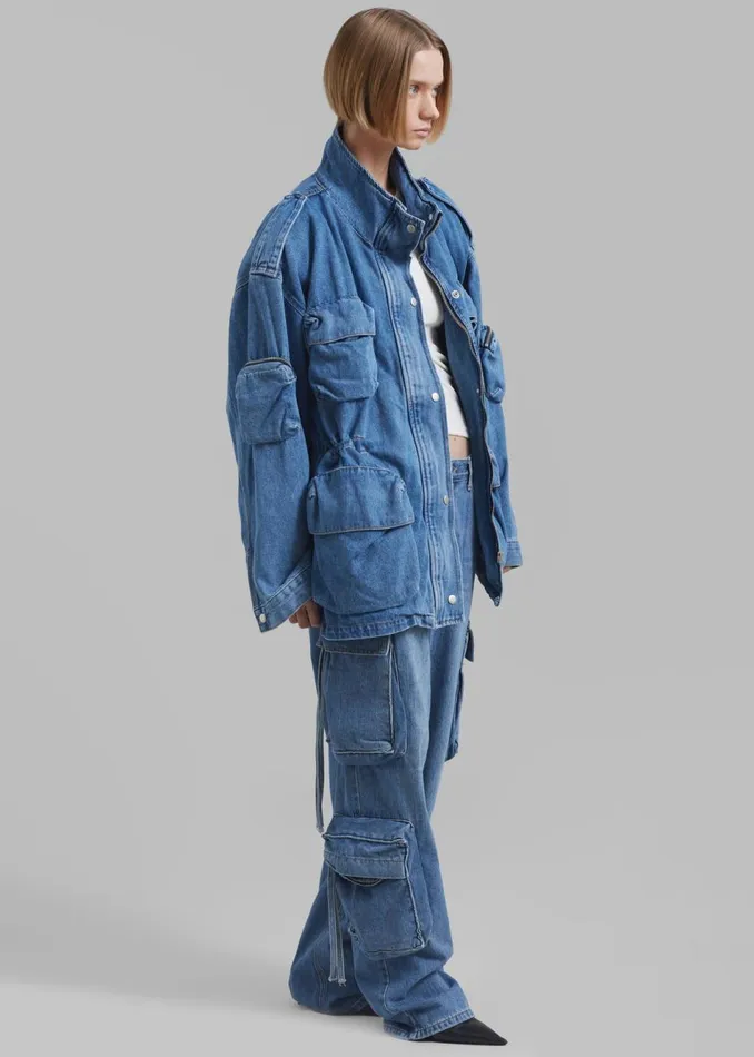 Women The Frankie Shop Outerwear Parker Denim Jacket Medium Wash