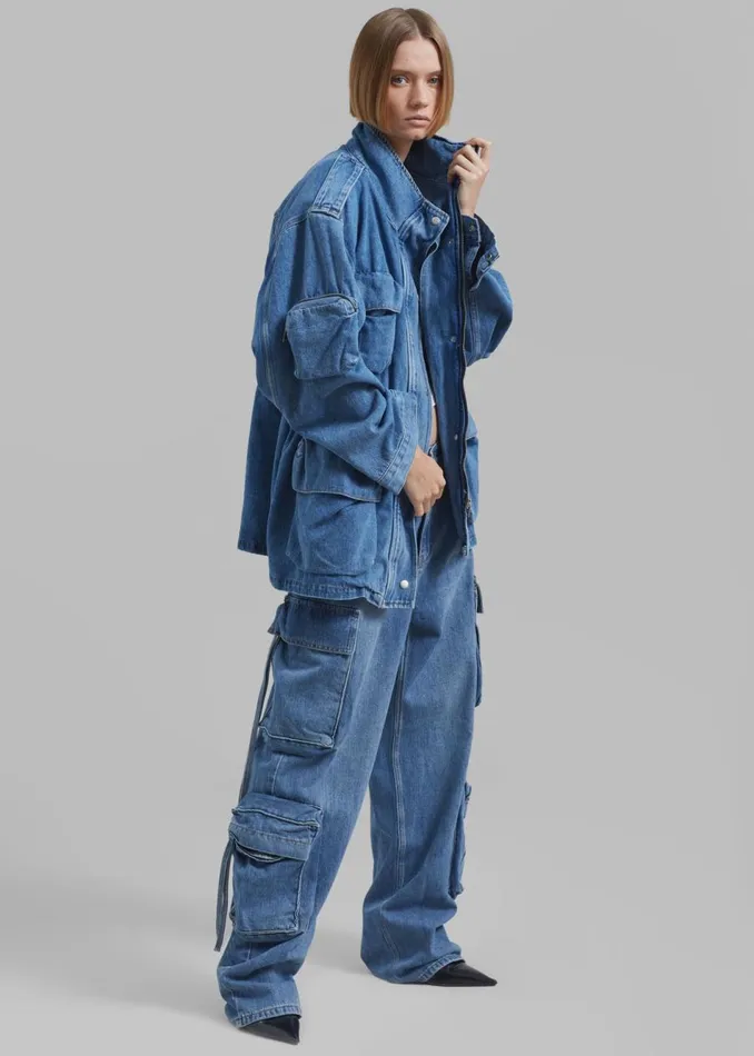 Women The Frankie Shop Outerwear Parker Denim Jacket Medium Wash