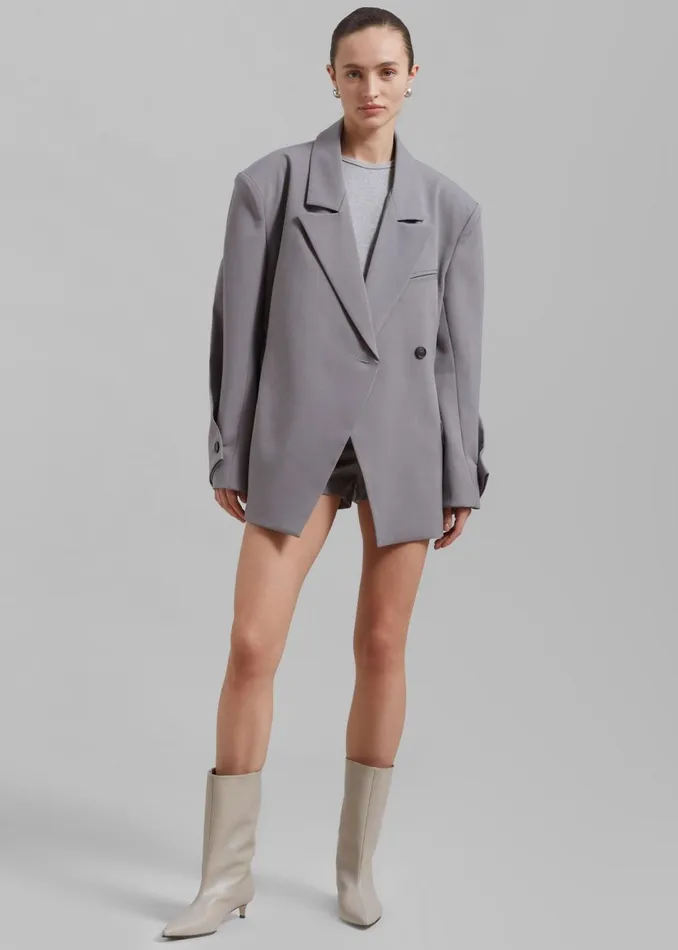 Women The Frankie Shop Outerwear Pia Boxy Blazer Grey