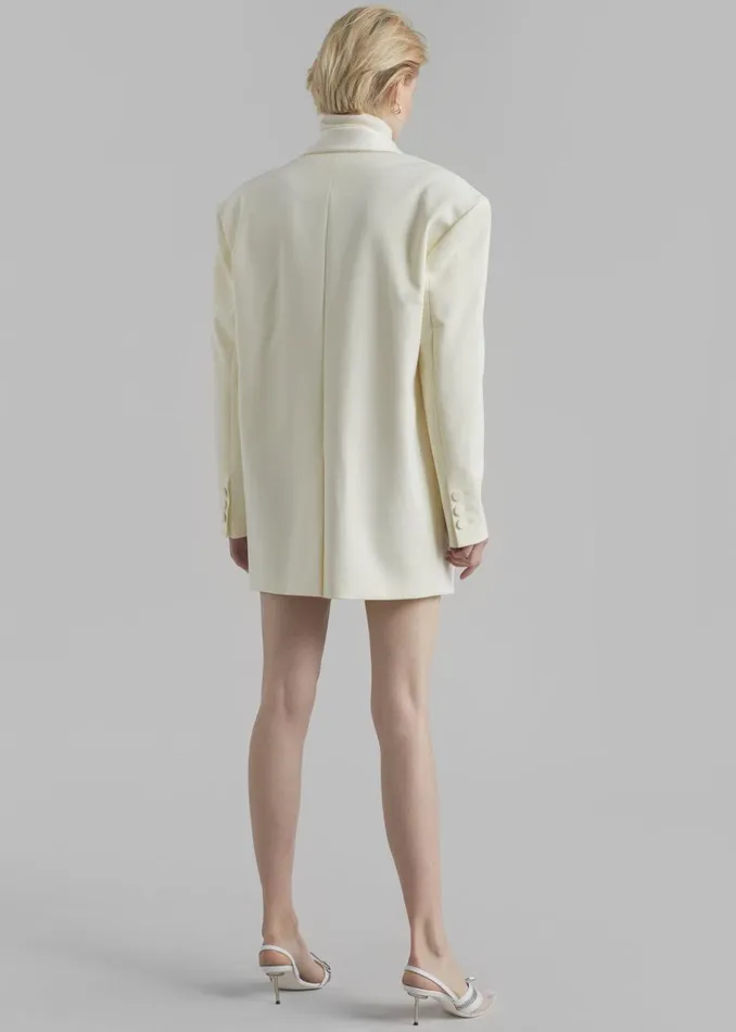 Women The Frankie Shop Outerwear Poppy Satin Collar Blazer Cream