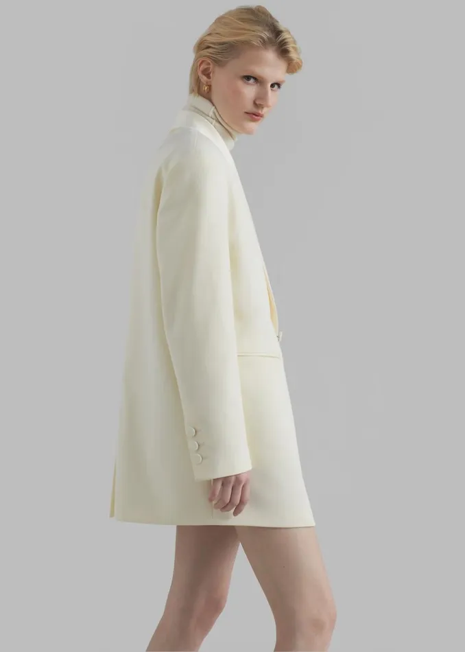 Women The Frankie Shop Outerwear Poppy Satin Collar Blazer Cream