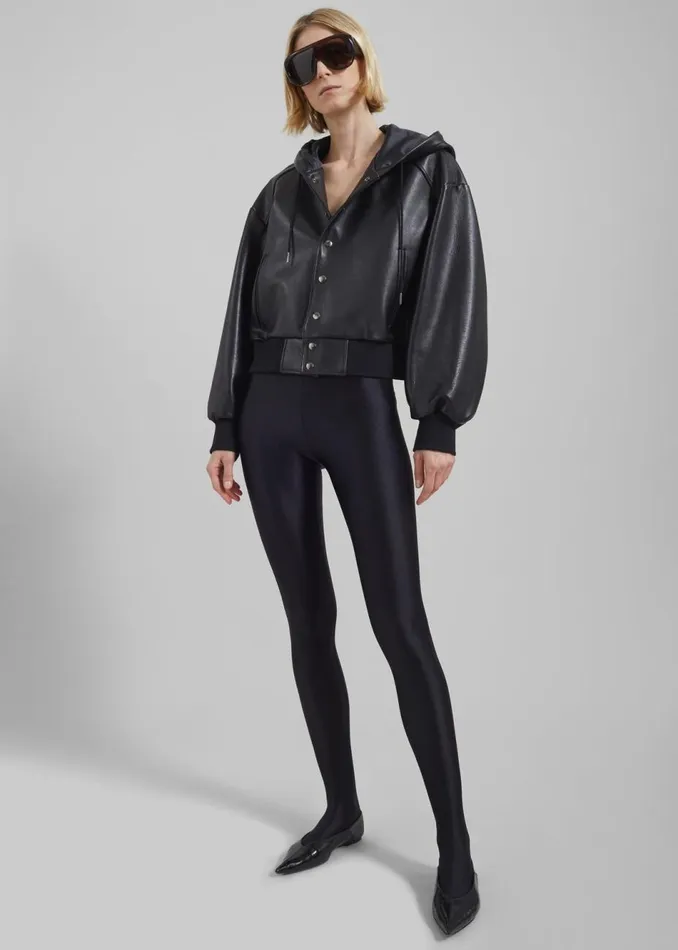 Women The Frankie Shop Outerwear Rai Leather Hooded Bomber Black