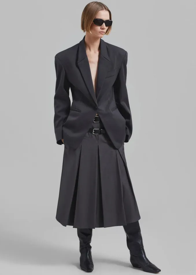 Women The Frankie Shop Outerwear Reagan Boxy Padded Blazer Charcoal