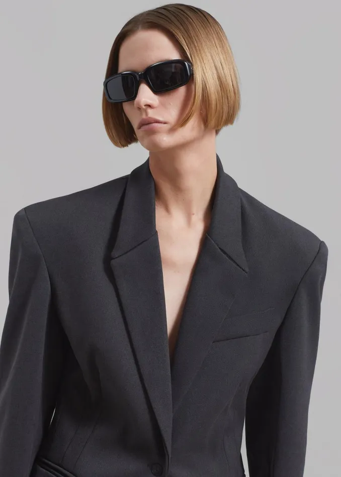 Women The Frankie Shop Outerwear Reagan Boxy Padded Blazer Charcoal