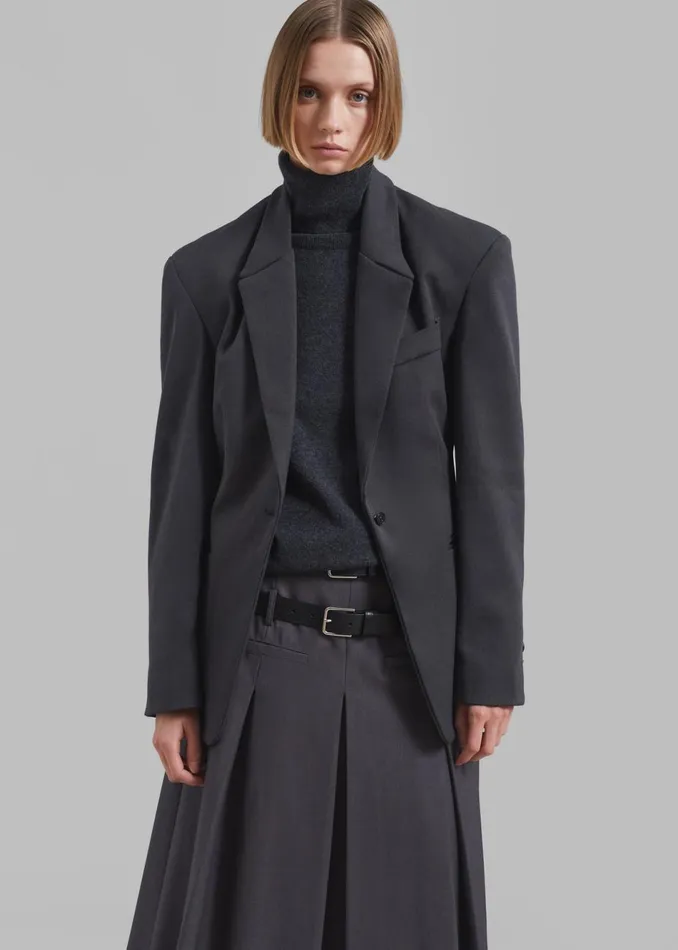 Women The Frankie Shop Outerwear Reagan Boxy Padded Blazer Charcoal