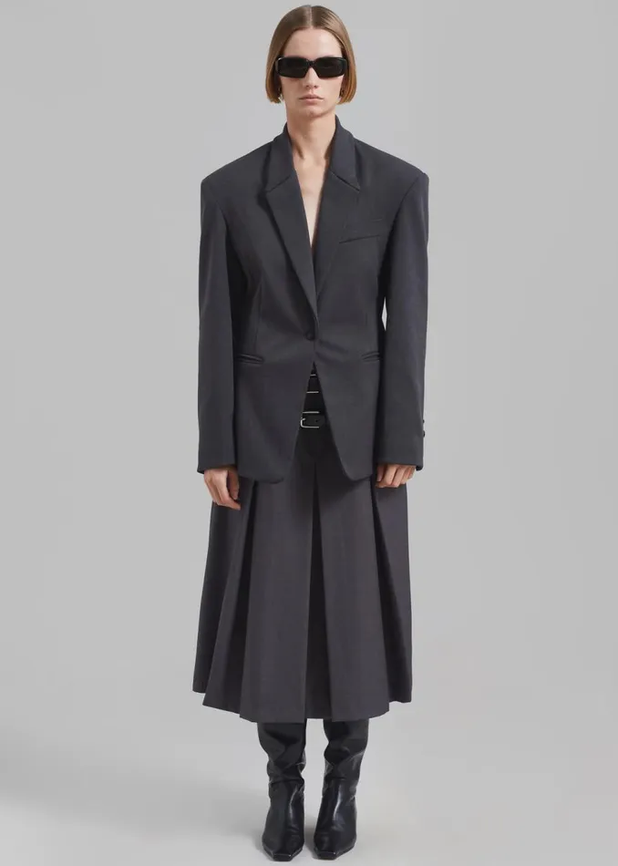 Women The Frankie Shop Outerwear Reagan Boxy Padded Blazer Charcoal