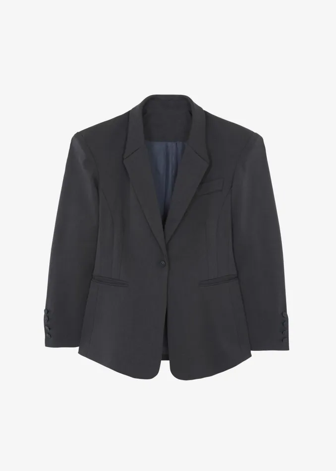 Women The Frankie Shop Outerwear Reagan Boxy Padded Blazer Charcoal