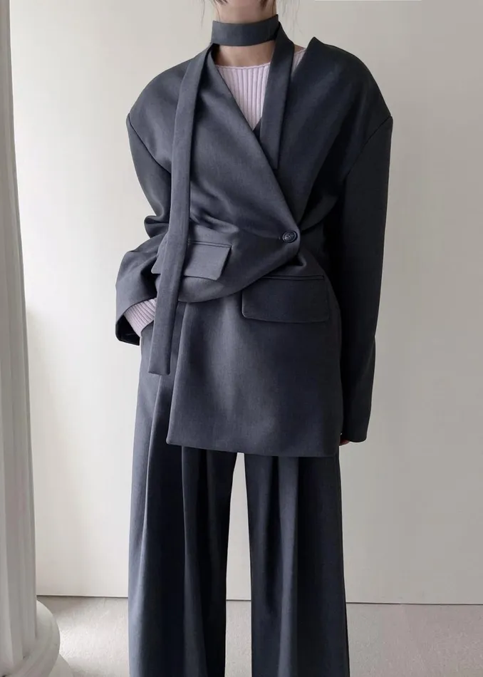 Women The Frankie Shop Outerwear Regina Boxy Blazer Grey