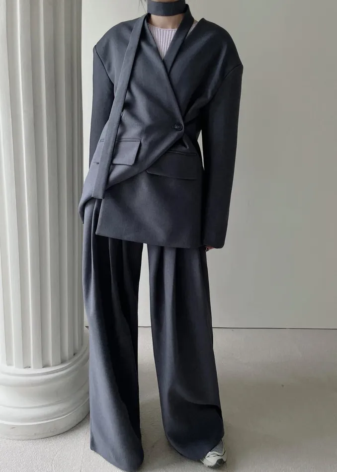 Women The Frankie Shop Outerwear Regina Boxy Blazer Grey