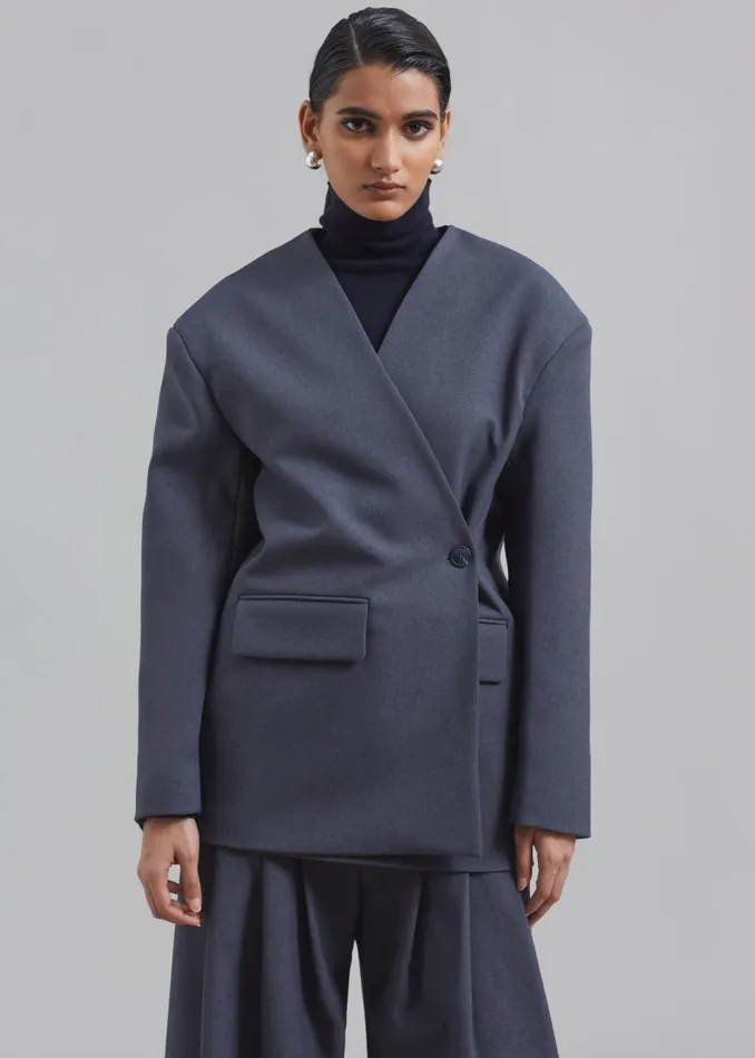 Women The Frankie Shop Outerwear Regina Boxy Blazer Grey