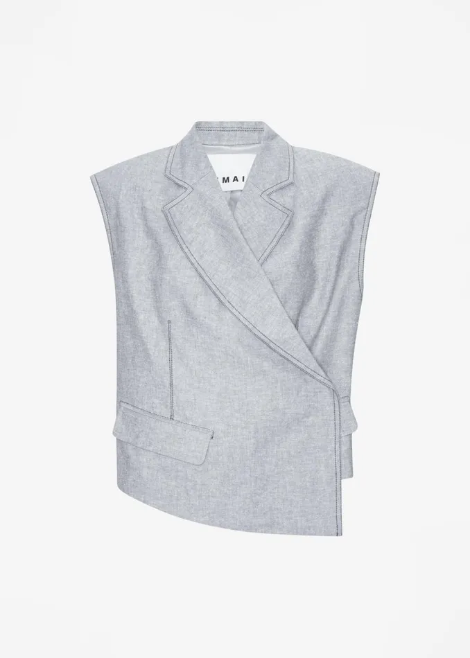 Women The Frankie Shop Outerwear Remain Asymmetric Boxy Vest Castlerock Comb