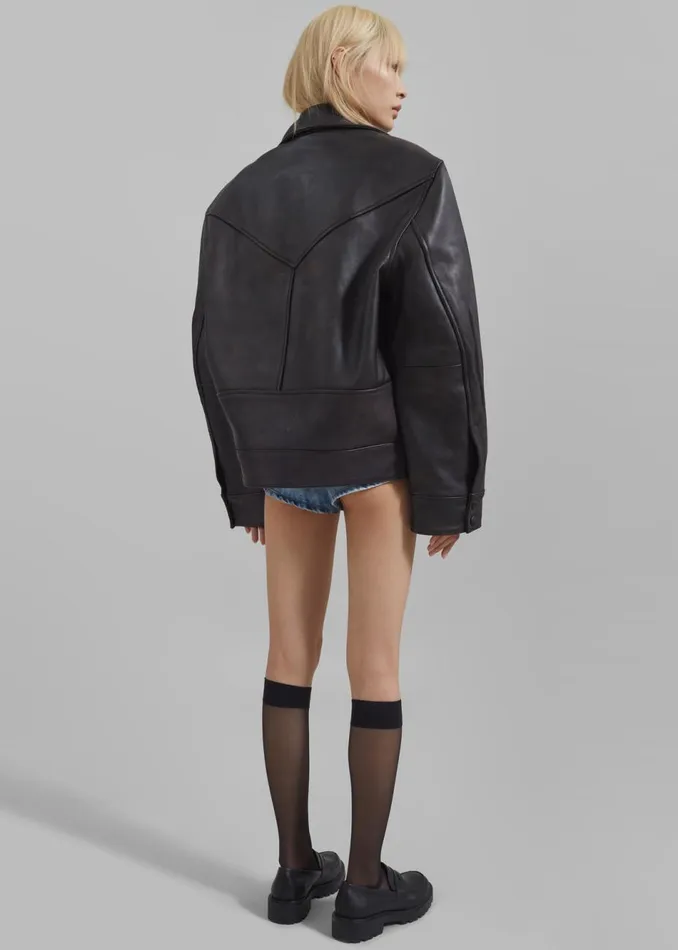 Women The Frankie Shop Outerwear Remain VShaped Bomber Jacket Chestnut