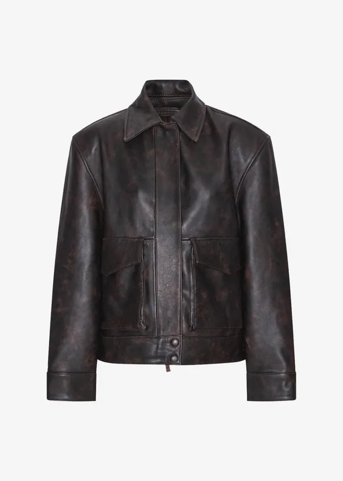 Women The Frankie Shop Outerwear Remain VShaped Bomber Jacket Chestnut