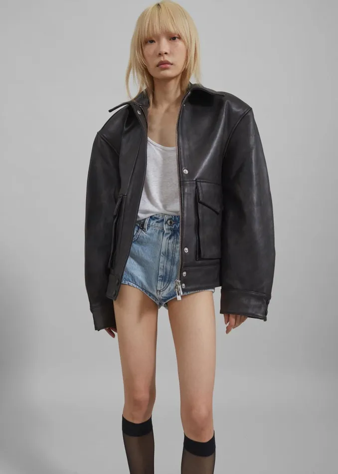 Women The Frankie Shop Outerwear Remain VShaped Bomber Jacket Chestnut