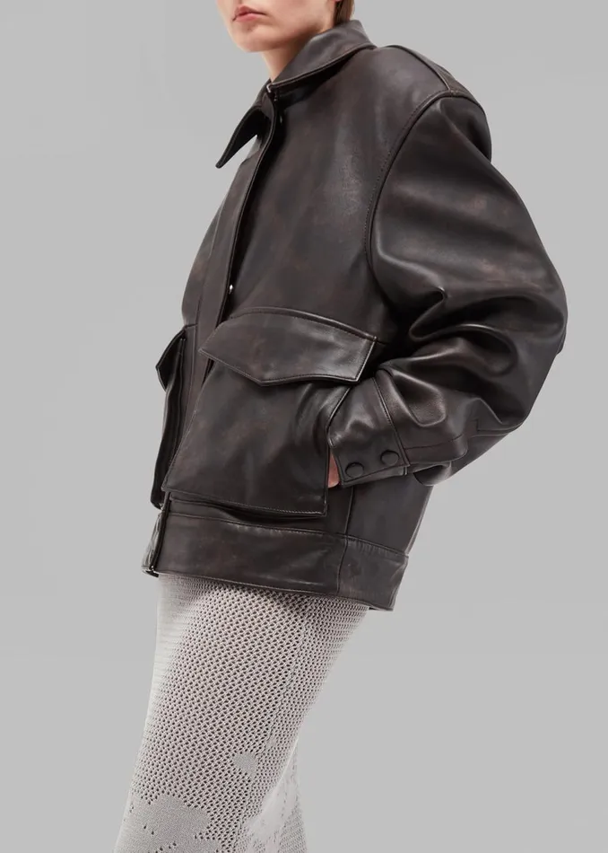 Women The Frankie Shop Outerwear Remain VShaped Bomber Jacket Chestnut