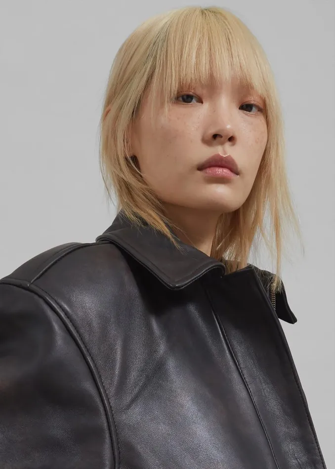 Women The Frankie Shop Outerwear Remain VShaped Bomber Jacket Chestnut
