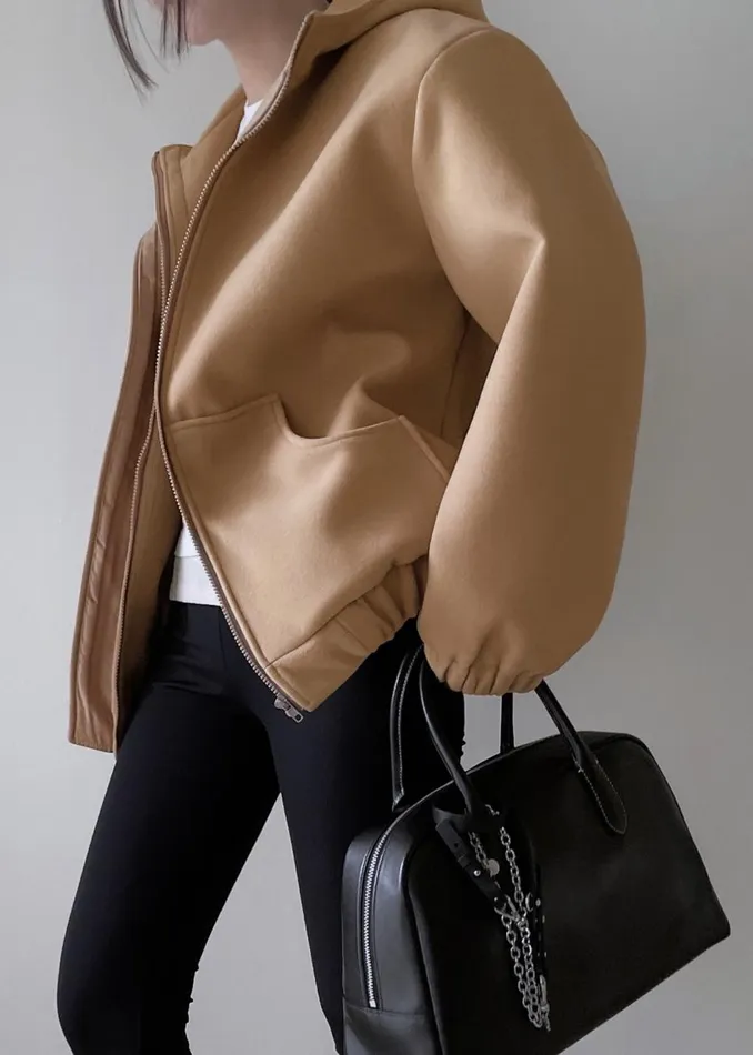 Women The Frankie Shop Outerwear Rey Zip Up Hoodie Beige