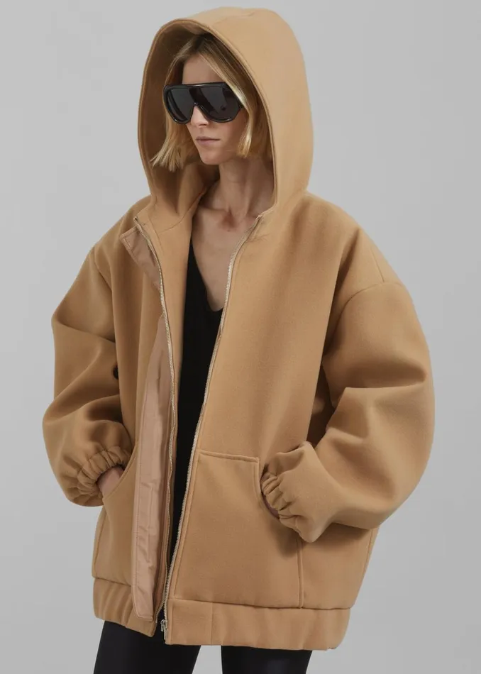 Women The Frankie Shop Outerwear Rey Zip Up Hoodie Beige