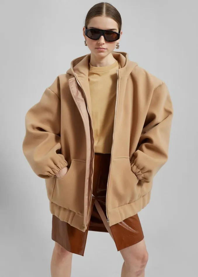 Women The Frankie Shop Outerwear Rey Zip Up Hoodie Beige
