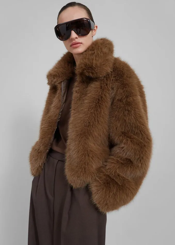 Women The Frankie Shop Outerwear Sabrina Faux Fur Jacket Brown