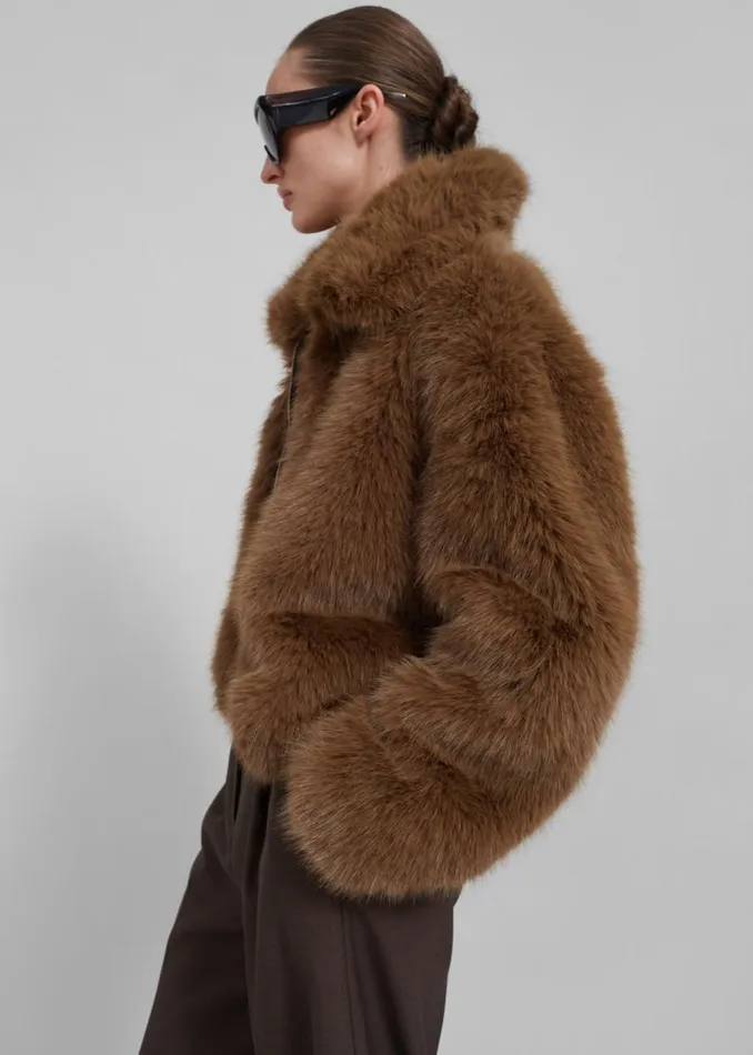 Women The Frankie Shop Outerwear Sabrina Faux Fur Jacket Brown