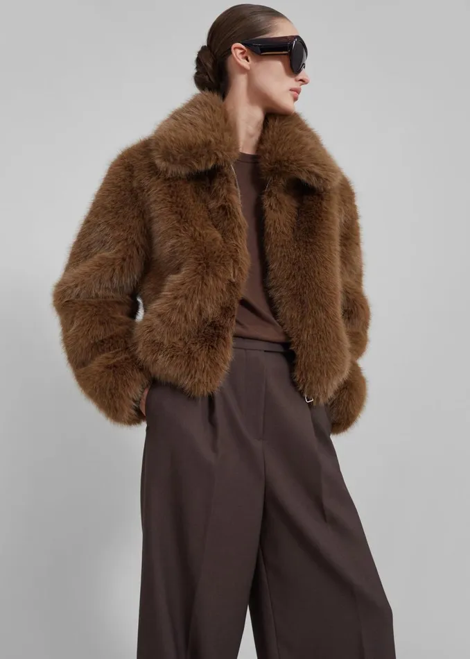 Women The Frankie Shop Outerwear Sabrina Faux Fur Jacket Brown
