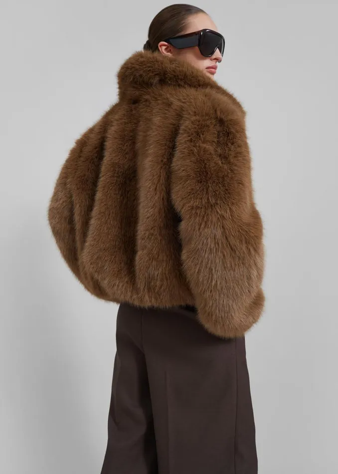 Women The Frankie Shop Outerwear Sabrina Faux Fur Jacket Brown