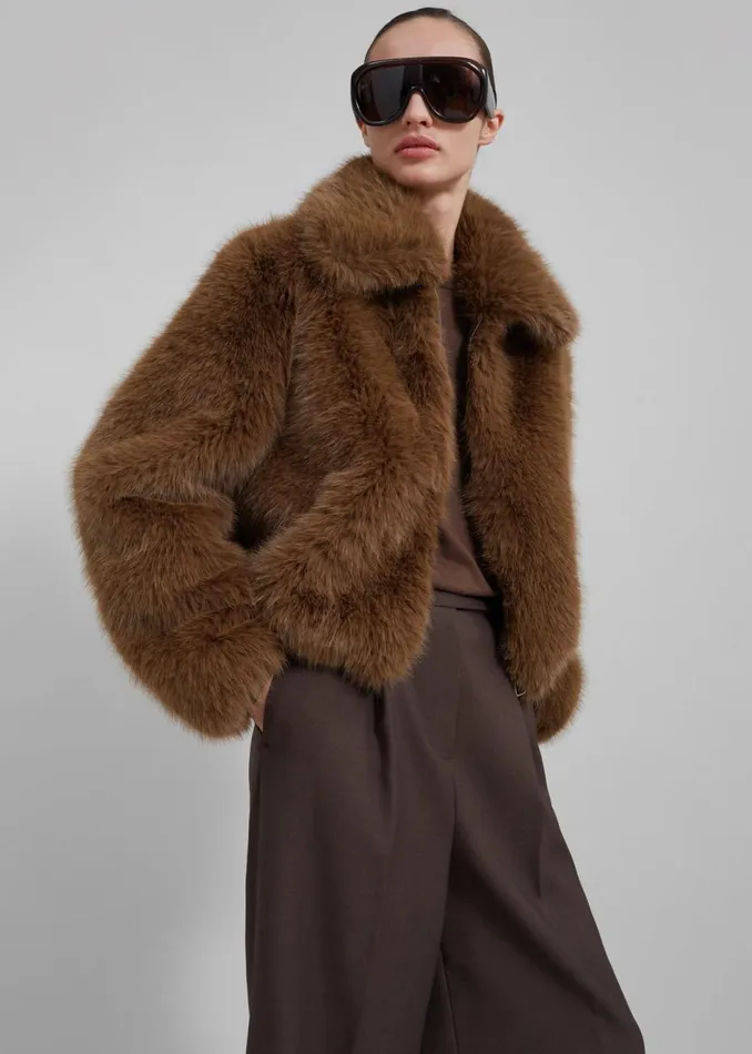 Women The Frankie Shop Outerwear Sabrina Faux Fur Jacket Brown