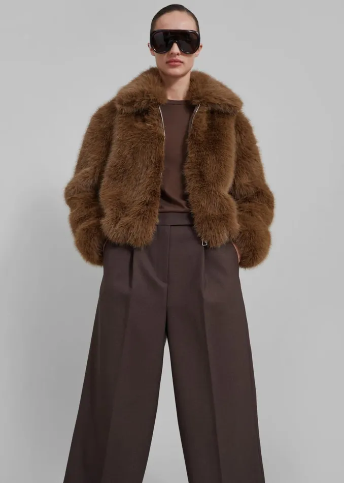 Women The Frankie Shop Outerwear Sabrina Faux Fur Jacket Brown