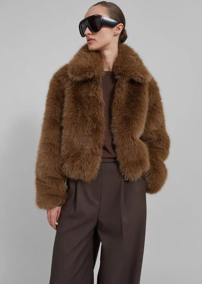 Women The Frankie Shop Outerwear Sabrina Faux Fur Jacket Brown