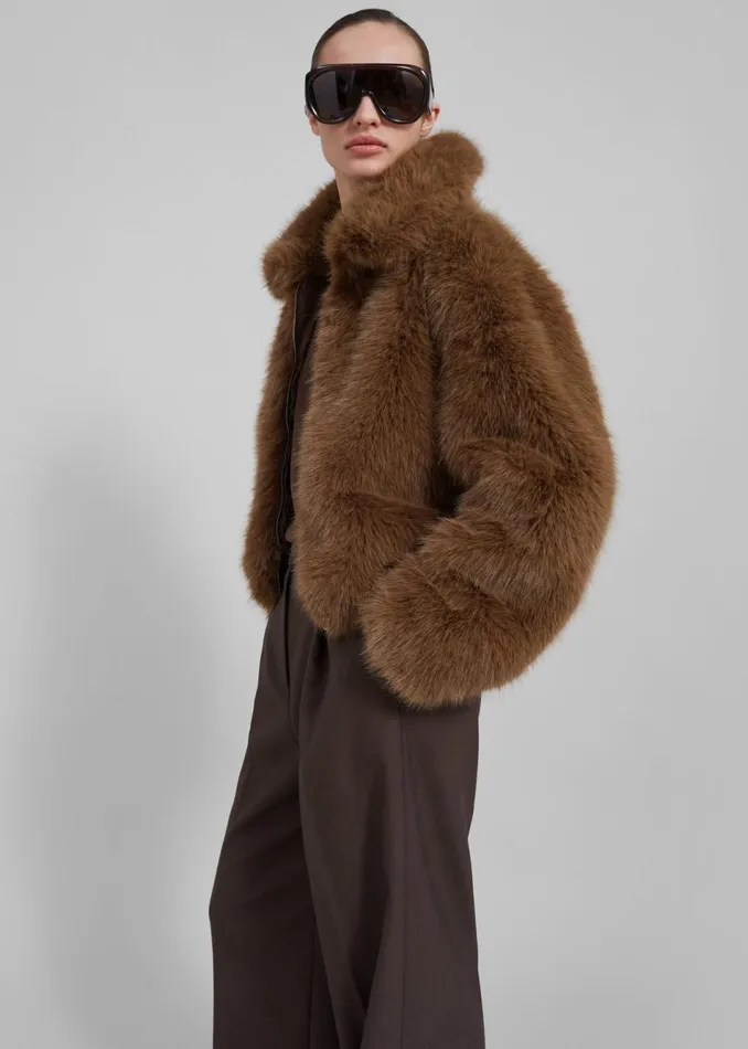Women The Frankie Shop Outerwear Sabrina Faux Fur Jacket Brown