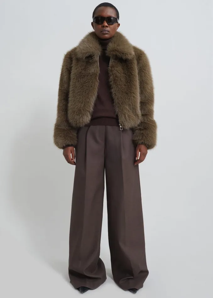 Women The Frankie Shop Outerwear Sabrina Faux Fur Jacket Khaki