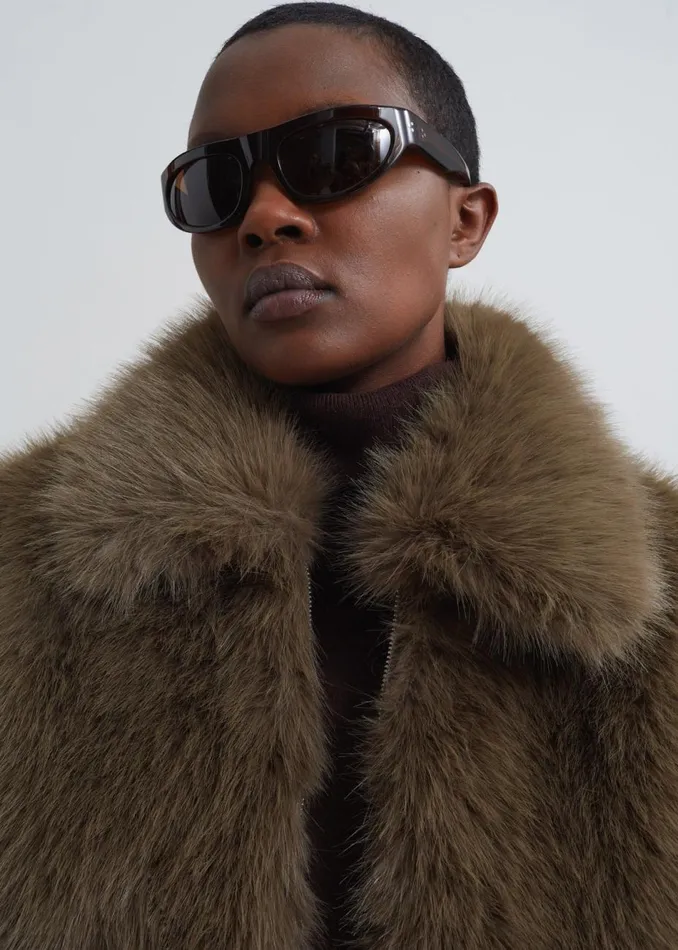 Women The Frankie Shop Outerwear Sabrina Faux Fur Jacket Khaki