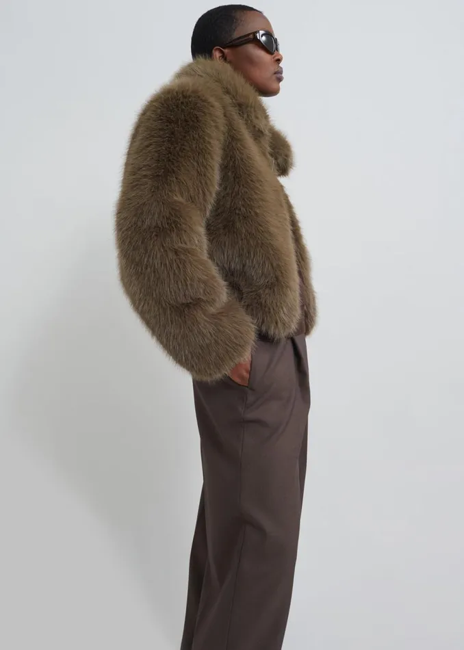 Women The Frankie Shop Outerwear Sabrina Faux Fur Jacket Khaki