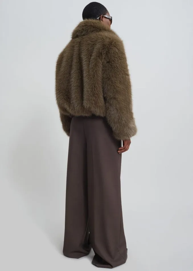 Women The Frankie Shop Outerwear Sabrina Faux Fur Jacket Khaki