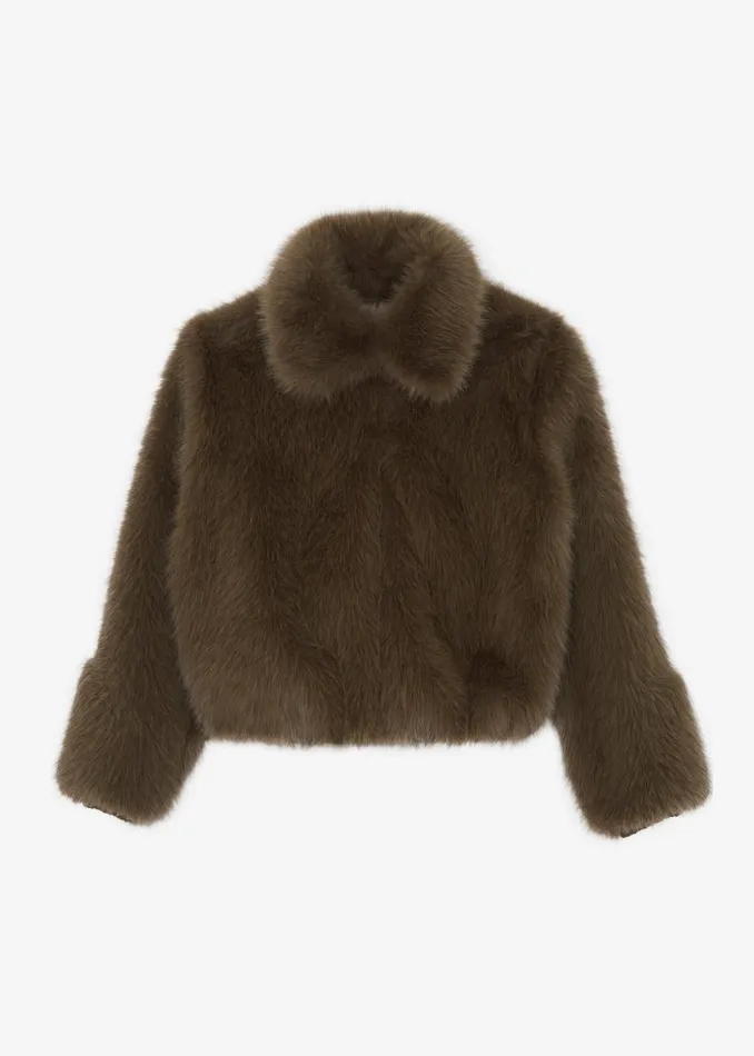 Women The Frankie Shop Outerwear Sabrina Faux Fur Jacket Khaki