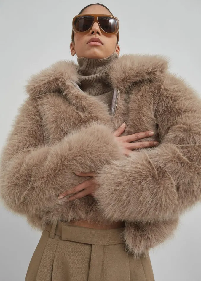 Women The Frankie Shop Outerwear Sabrina Faux Fur Jacket Mocha