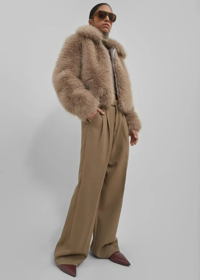 Women The Frankie Shop Outerwear Sabrina Faux Fur Jacket Mocha