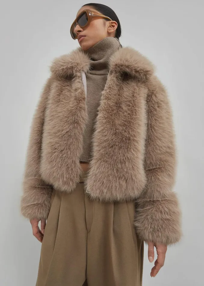 Women The Frankie Shop Outerwear Sabrina Faux Fur Jacket Mocha